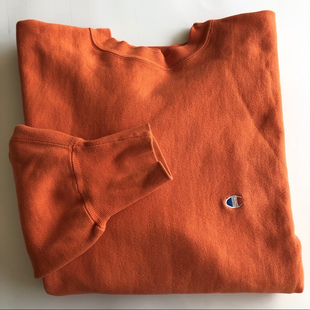 CHAMPION Orange Reverse Weave Crew Sweatshirt